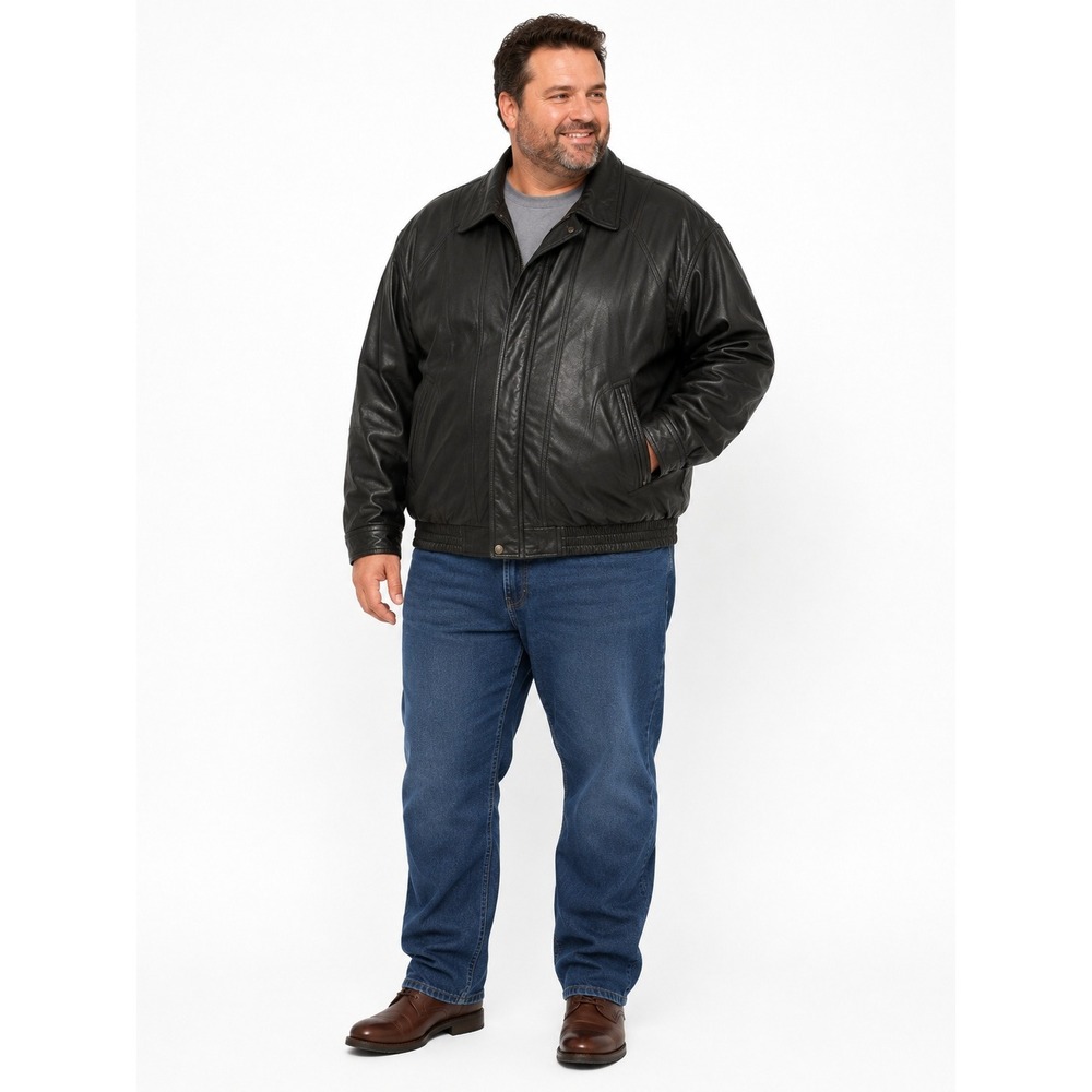 Reed Leather Bomber Jacket Mens 48 Black Vintage Sportswear Aviator Gorpcore 90s